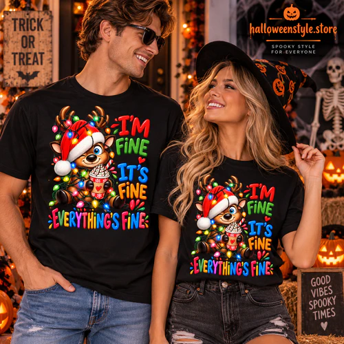 Funny Christmas Reindeer Sweatshirt, I’m Fine It’s Fine Everything’s Fine, Holiday Unisex Crewneck, Cozy Christmas Pullover