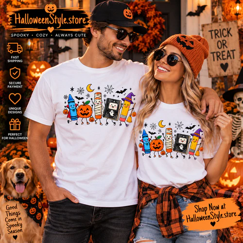 Cute Halloween Crew – Spooky Friends Halloween T-Shirt Design