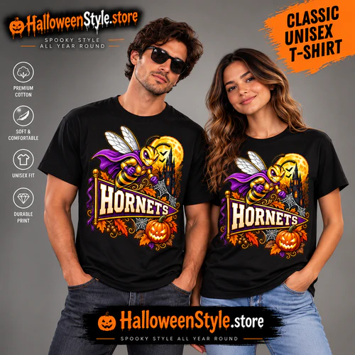 Custom Halloween School Mascot Shirt Spooky Teachers and School Spirit Comfort Colors Tee Personalized Hornets