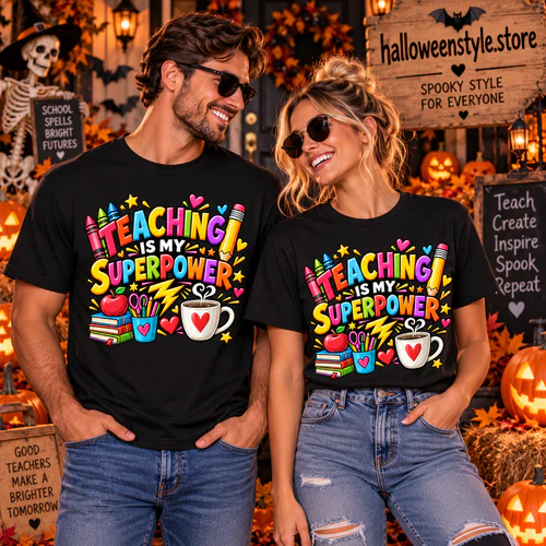 Teaching Is My Superpower T-Shirt, Funny Teacher Shirt, Colorful School Graphic Tee, Teacher Appreciation Gift