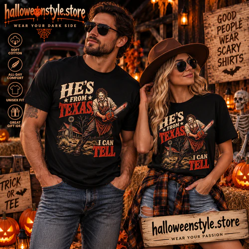 Texas Halloween Slasher T-Shirt – Vintage Western Horror Design – Spooky Chainsaw Graphic – Horror Fan Gift
