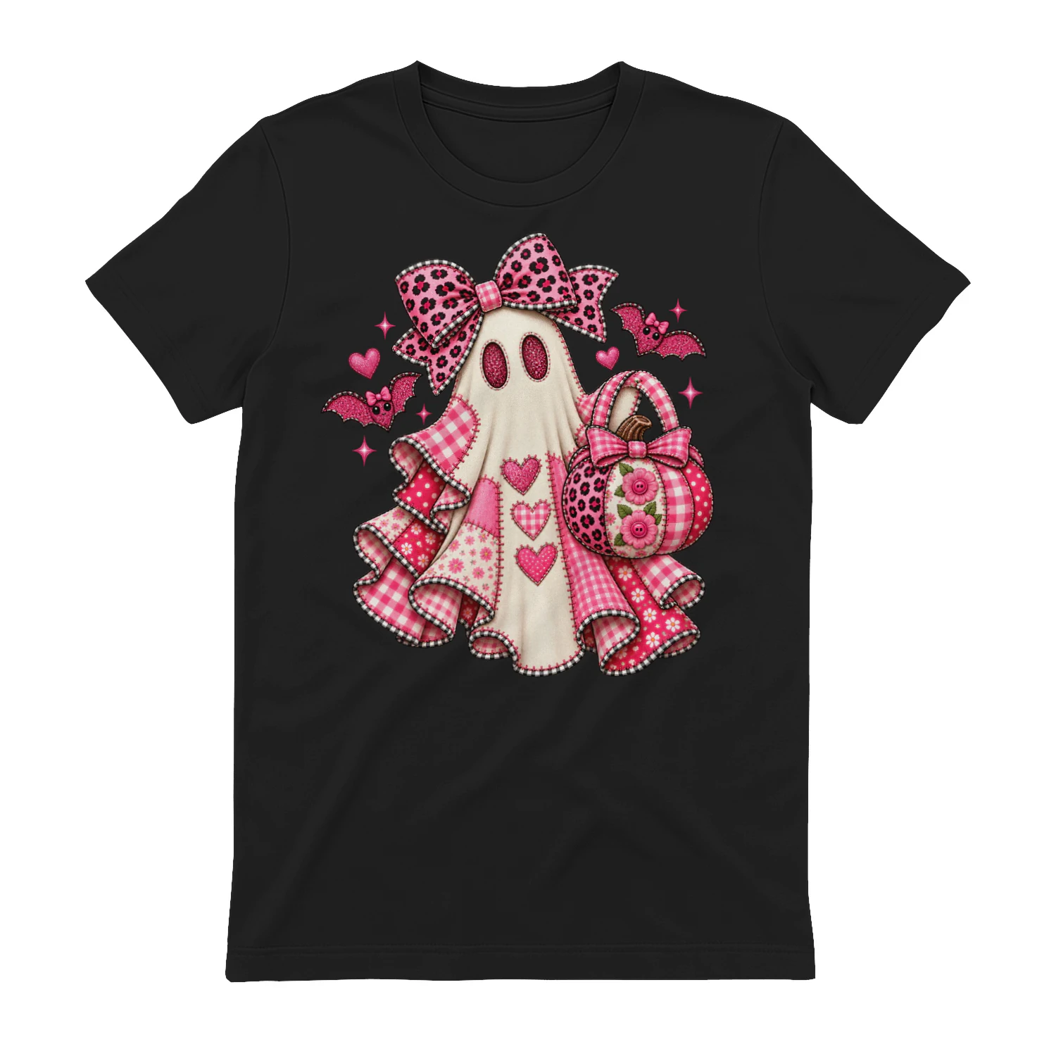 Pink Patchwork Ghost – Cute & Spooky Halloween