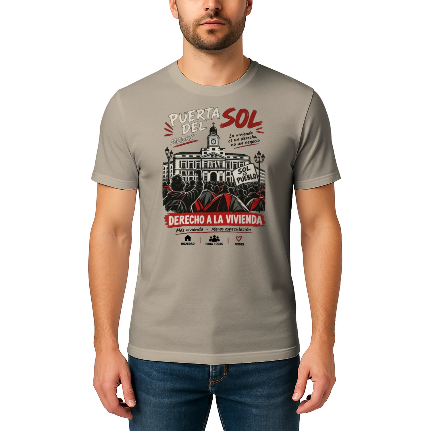 Camiseta Reivindicativa — Puerta del Sol: La Vivienda es un Derecho