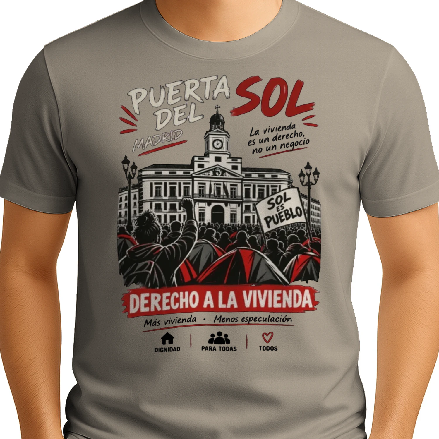 Camiseta Reivindicativa — Puerta del Sol: La Vivienda es un Derecho