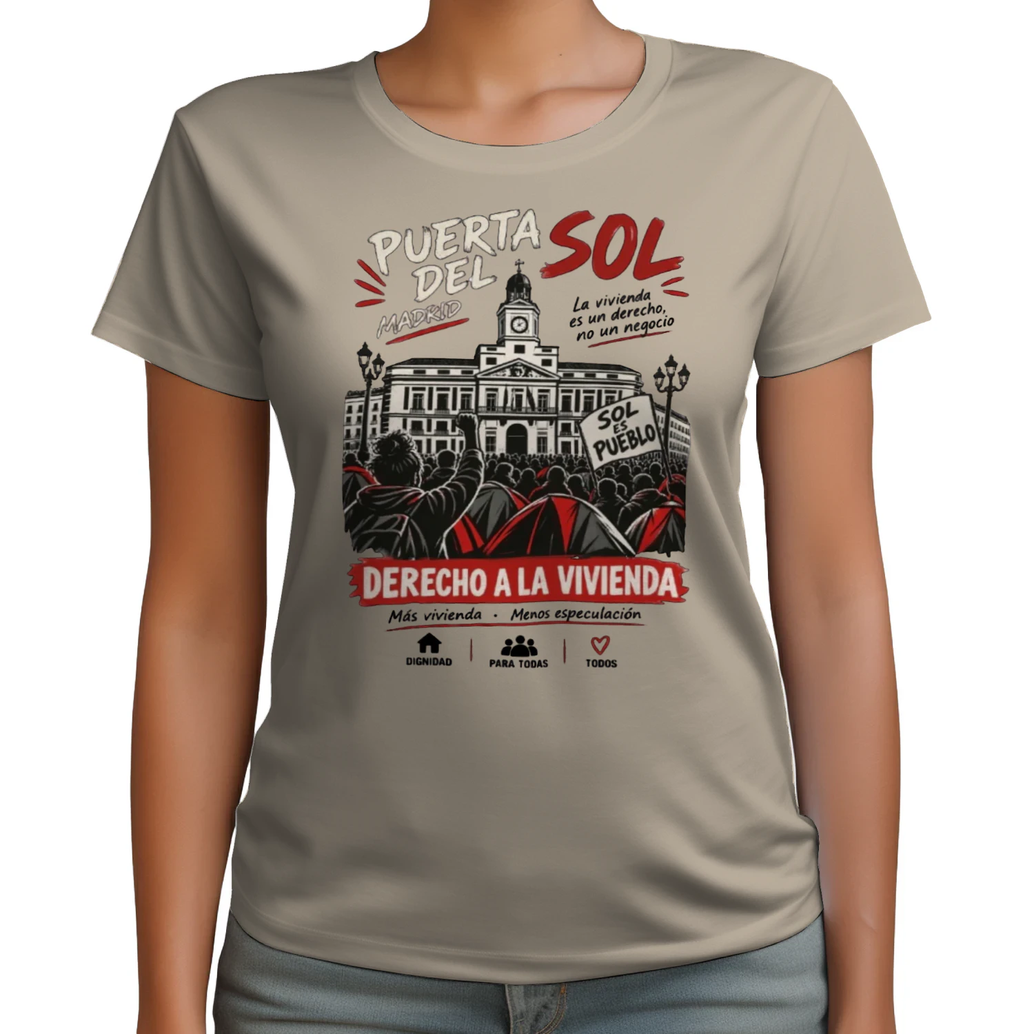 Camiseta Reivindicativa — Puerta del Sol: La Vivienda es un Derecho