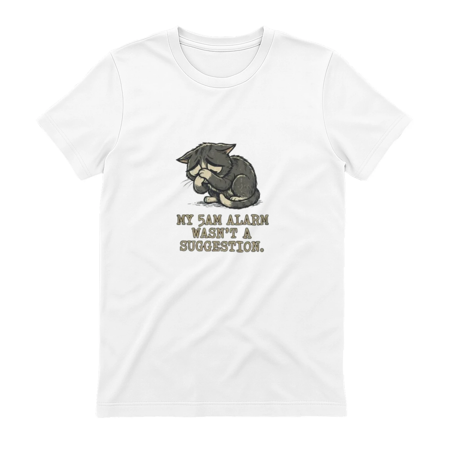 Funny Morning Cat T-Shirt — Coffee Cat Graphic Tee for Cat Lovers
