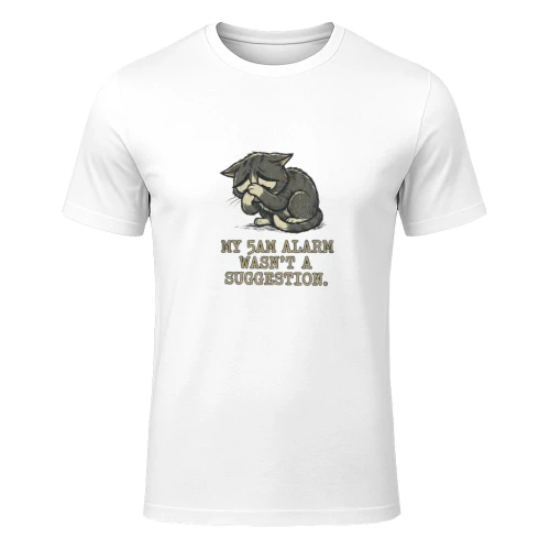 Funny Morning Cat T-Shirt — Coffee Cat Graphic Tee for Cat Lovers