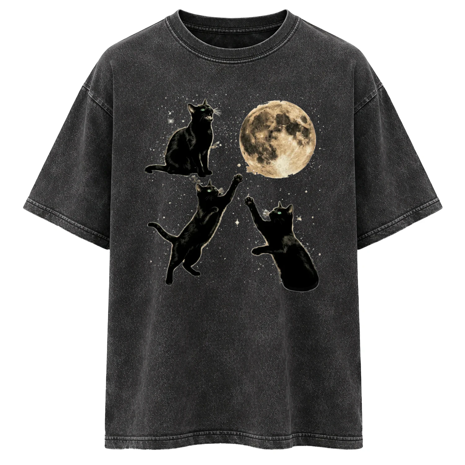 Vintage Cats And Full Moon Aesthetic T-shirt