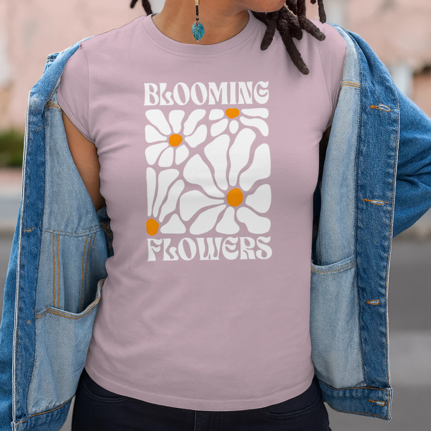 Blooming Flowers Retro Unisex Cotton T-shirt