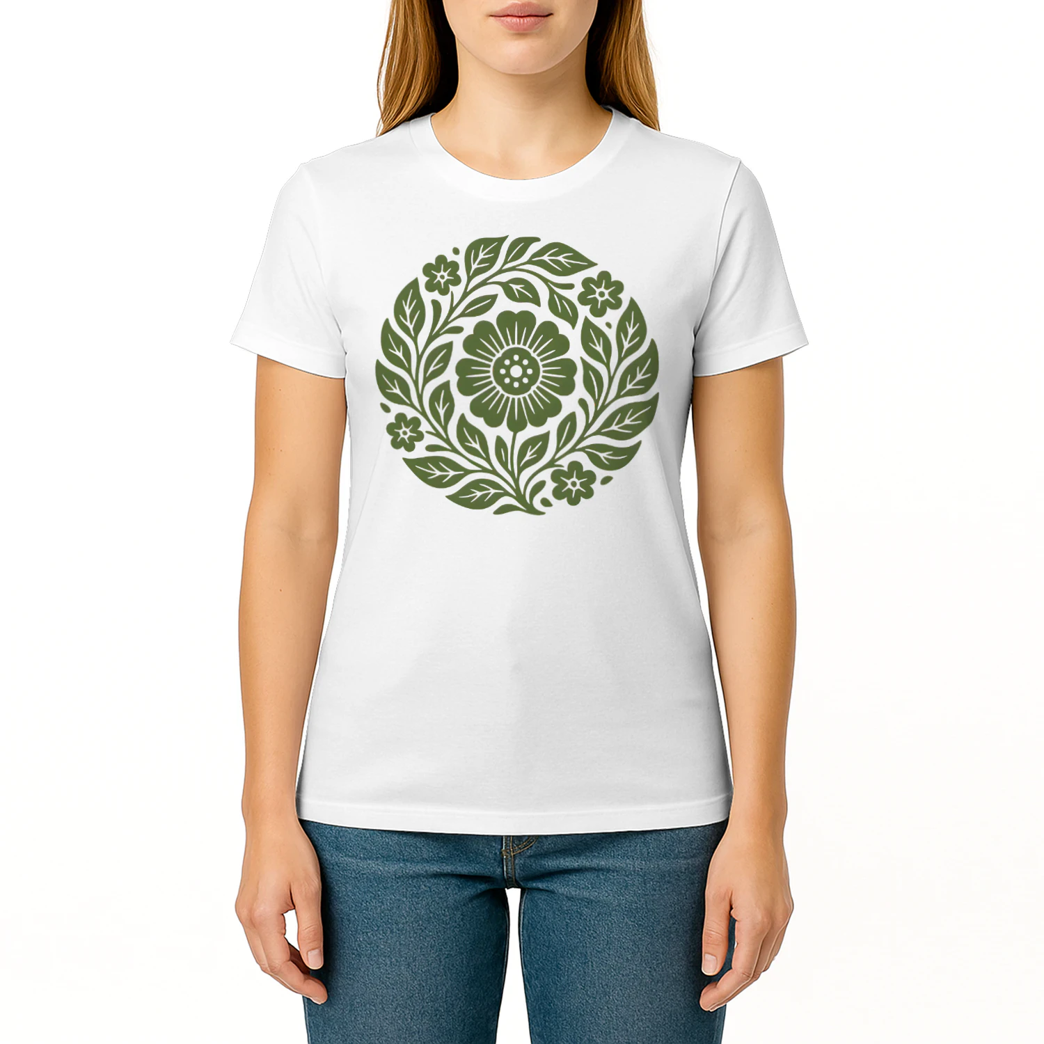 Nordic Folk Floral Unisex Cotton T-shirt