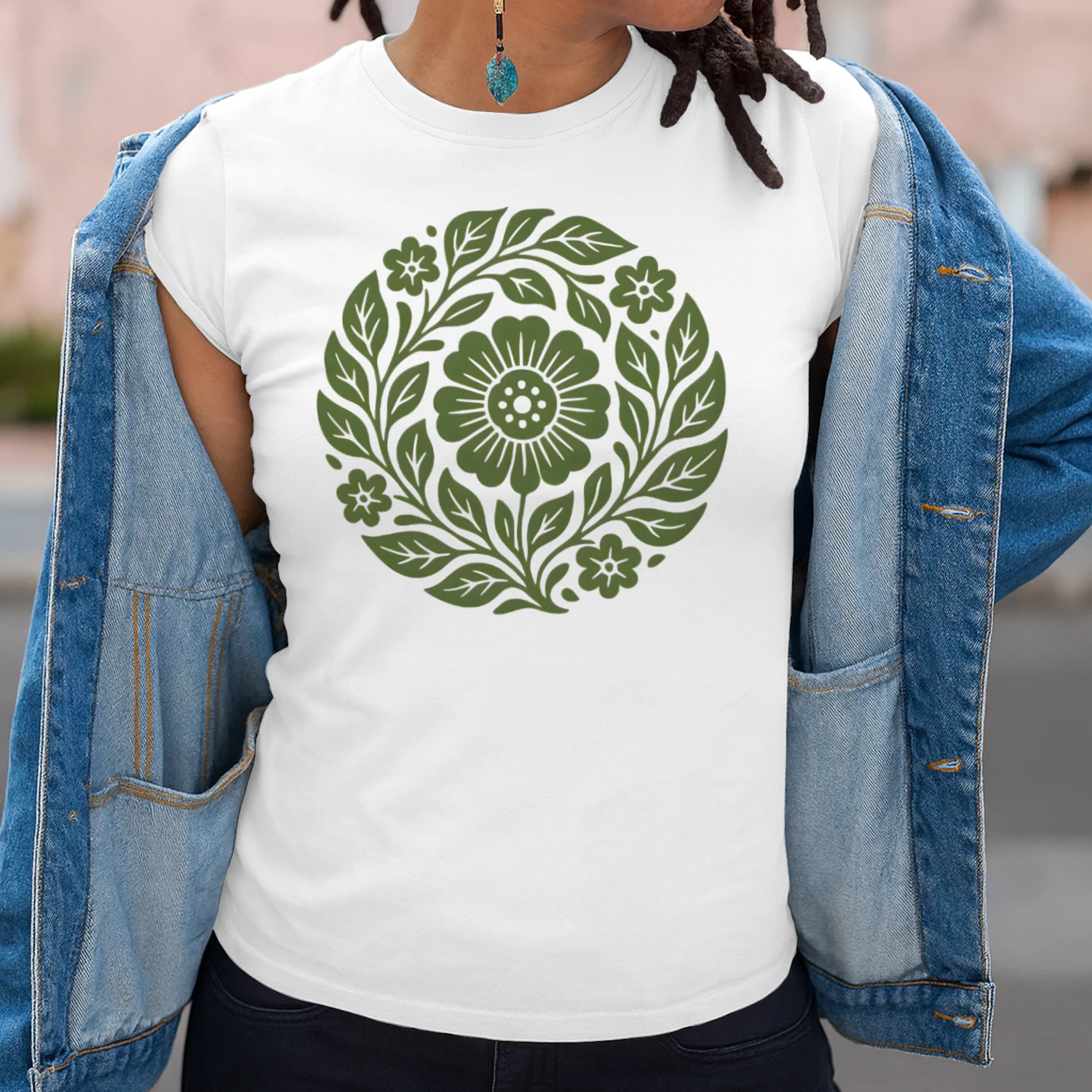 Nordic Folk Floral Unisex Cotton T-shirt