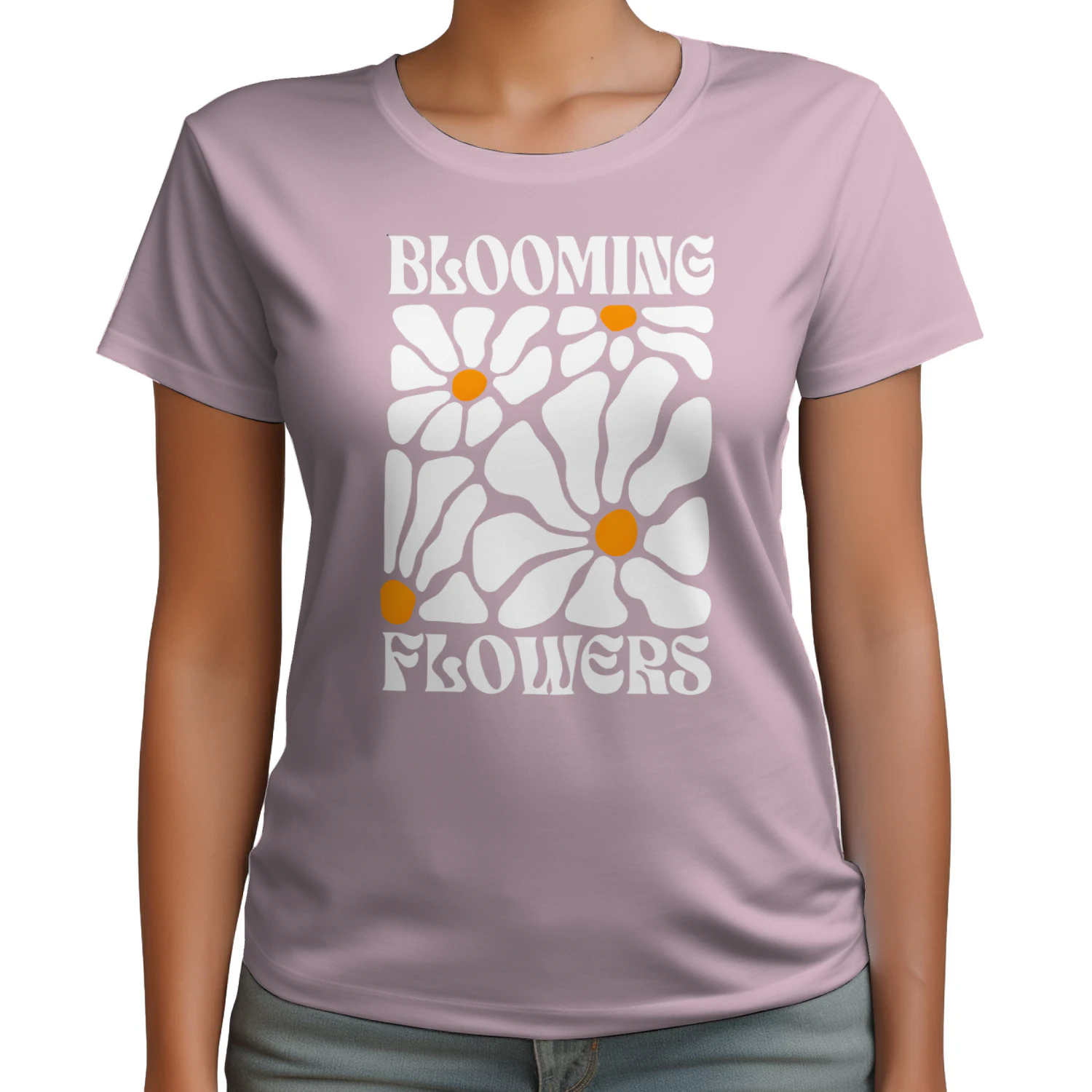 Blooming Flowers Retro Unisex Cotton T-shirt