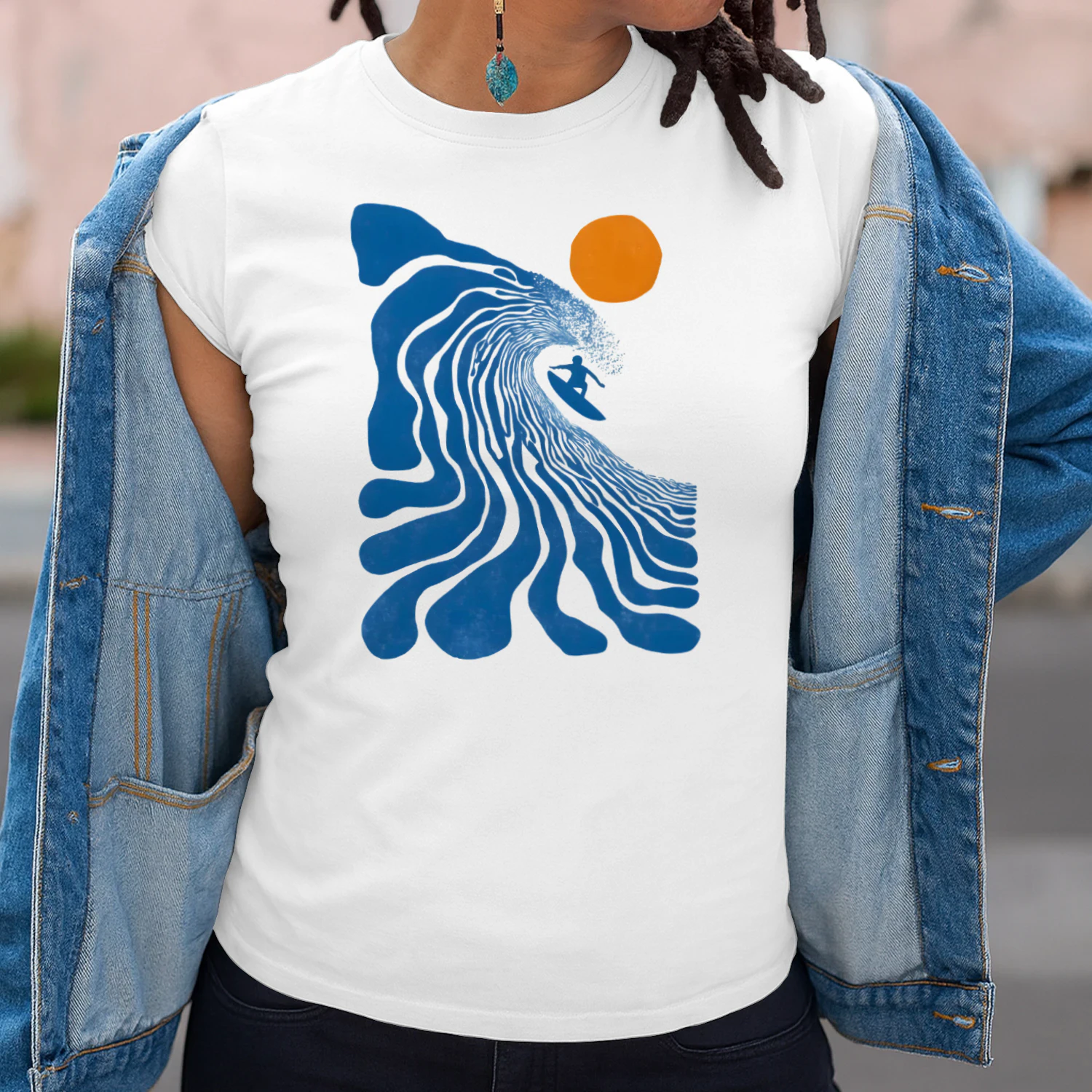 Retro Surf Wave Women's Fitted T-shirt