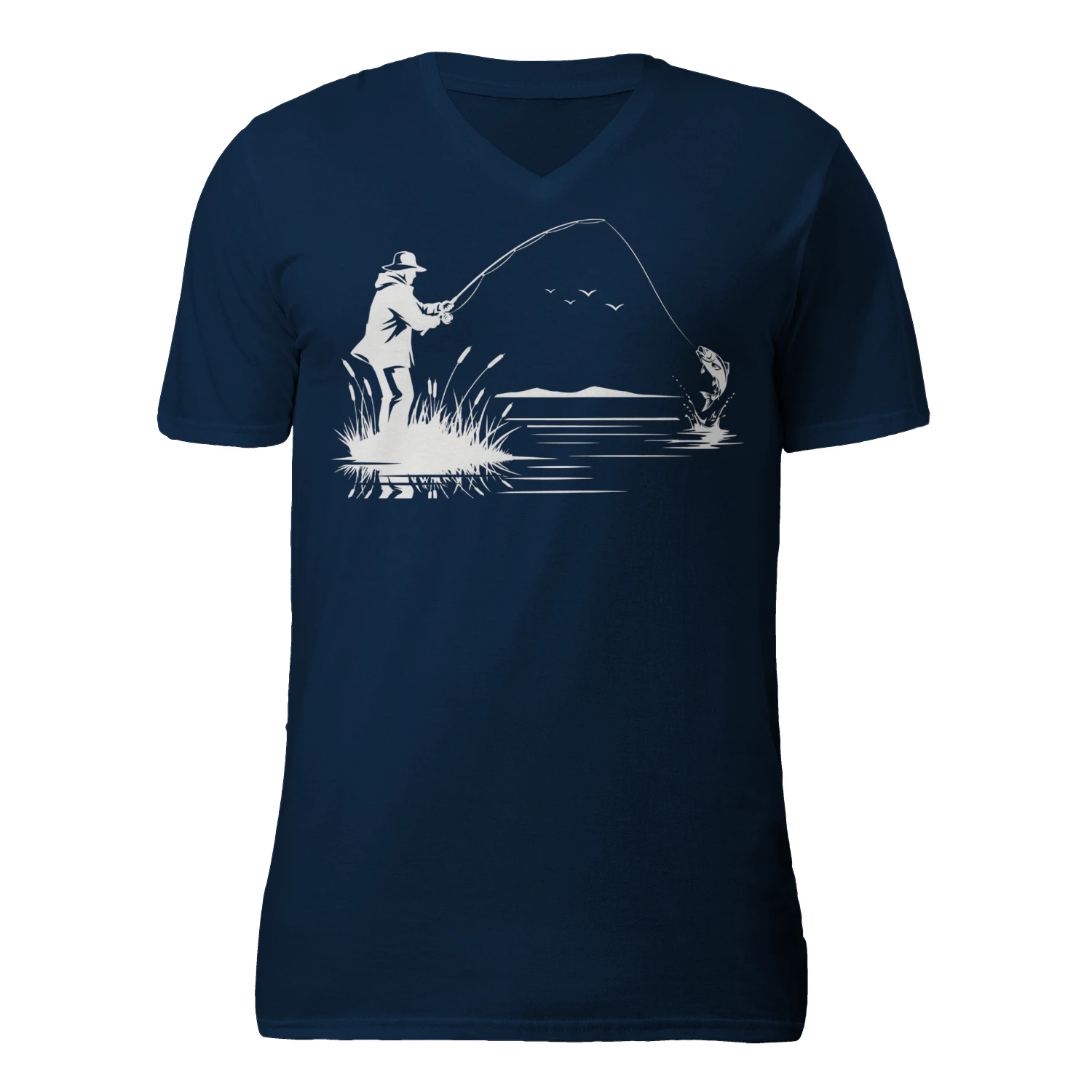 Visser Silhouet T-Shirt | Cadeau Voor Vissers |  Vliegvissen Shirt | Cadeau Voor Papa | Vissen Leven Shirt
