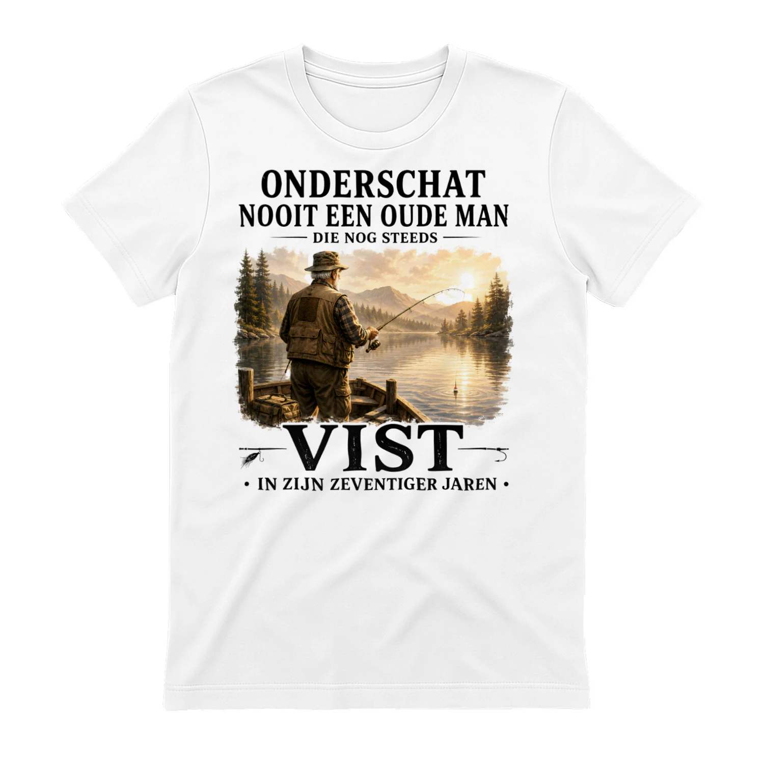 Onderschat Nooit Een Oude Visser T-shirt - Vintage Vissen Shirt 70 Jaar
