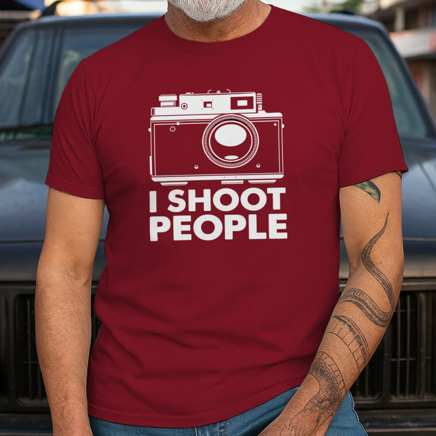 Photography Camera T-Shirt I Shoot People film Camera Tshirt distressed print v3 Photographers Tee Shirt Mens Womens Ladies Kids Geek Funny