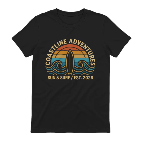 Retro Coastline Adventures Surf T-Shirt