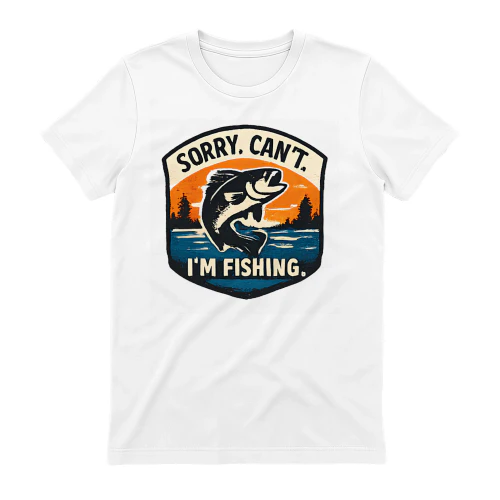 Sorry Can't I'm Fishing | Vintage Retro Fisherman Bass Fishing Badge