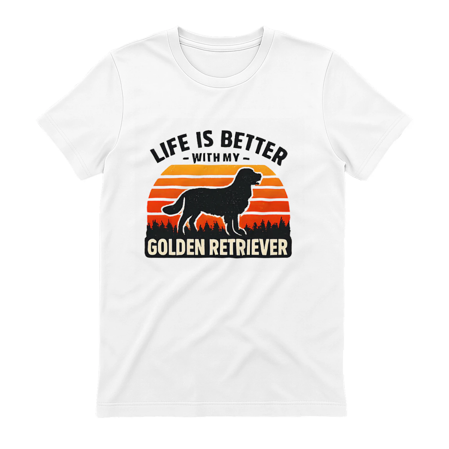 ife Is Better With My Golden Retriever | Vintage Retro Sunset Dog Lover