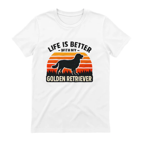 ife Is Better With My Golden Retriever | Vintage Retro Sunset Dog Lover