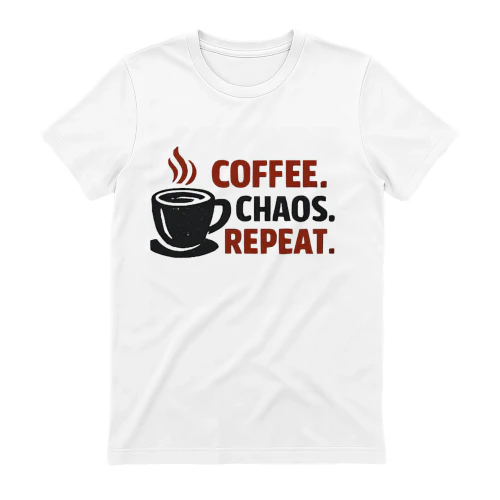 Coffee Chaos Repeat | Funny Morning Caffeine Lover & Barista Humor
