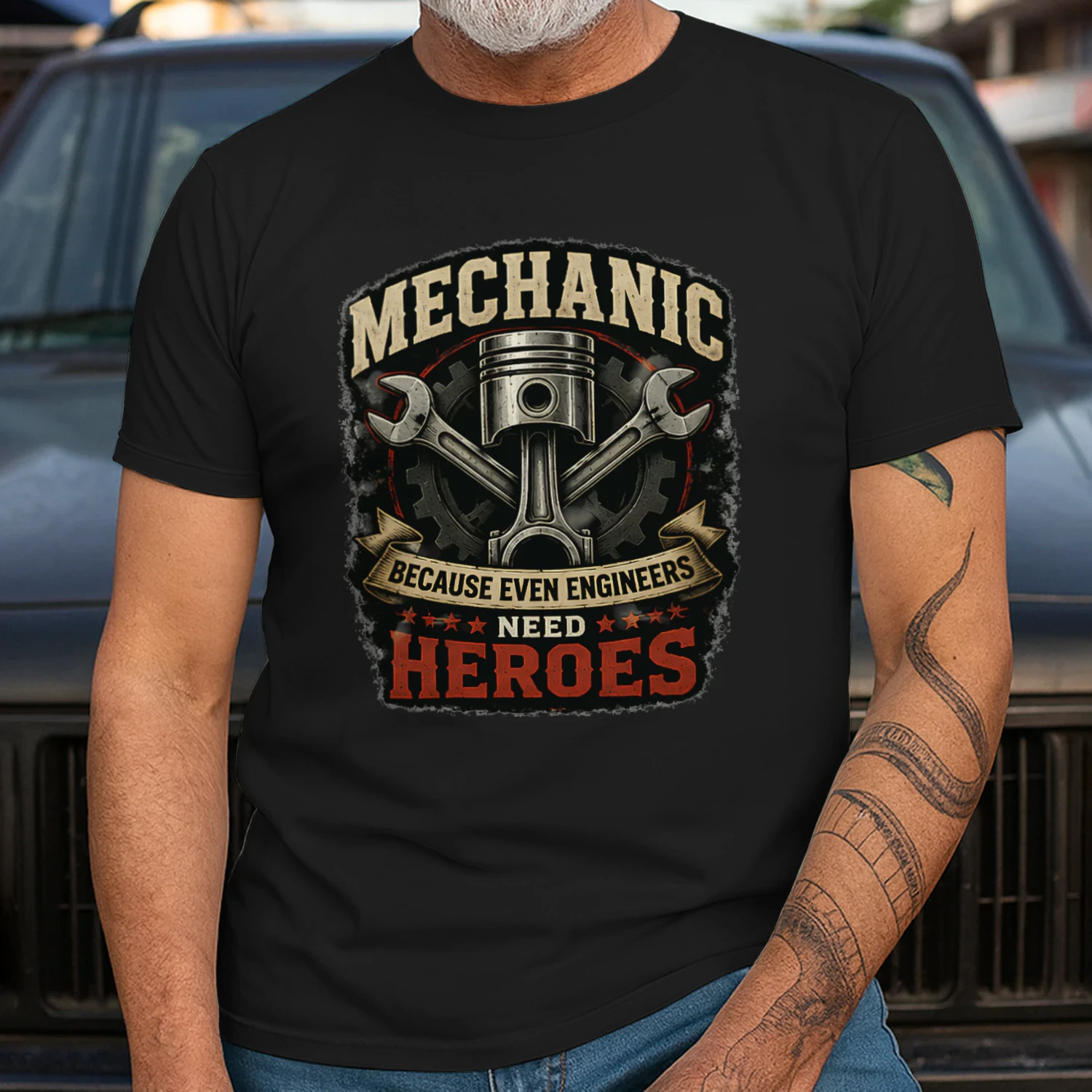 Proud Mechanic Gift - Because Even Engineers Need Heroes T-Shirt
