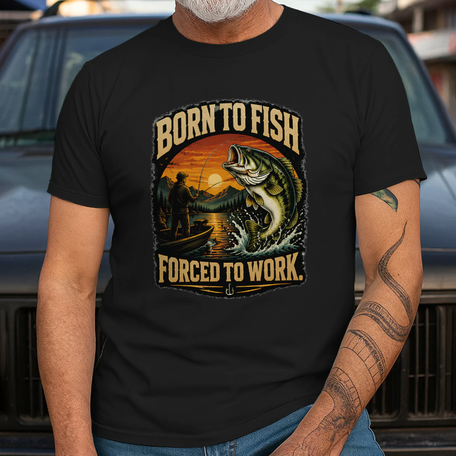Born To Fish Forced To Work Bass Fishing T-Shirt