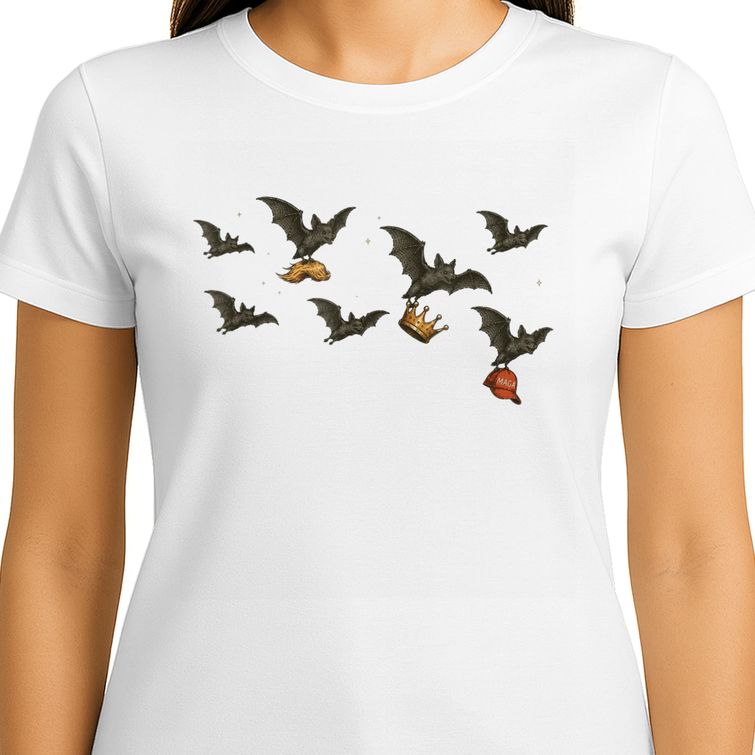 Vintage Anti Trump Halloween Gothic Flying Bats Meme NoKings T-Shirt