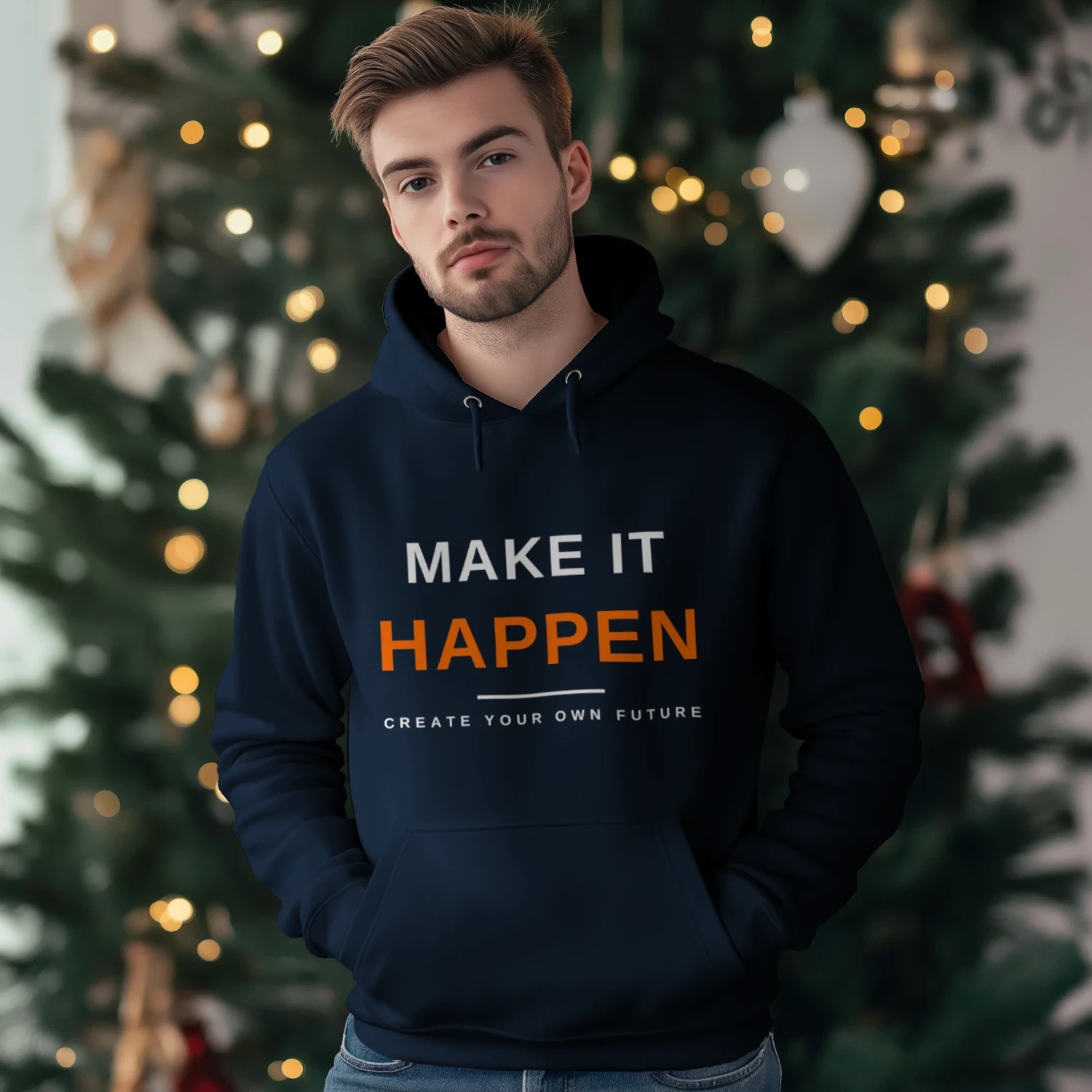 Make It Happen Unisex Hoodie – Navy
