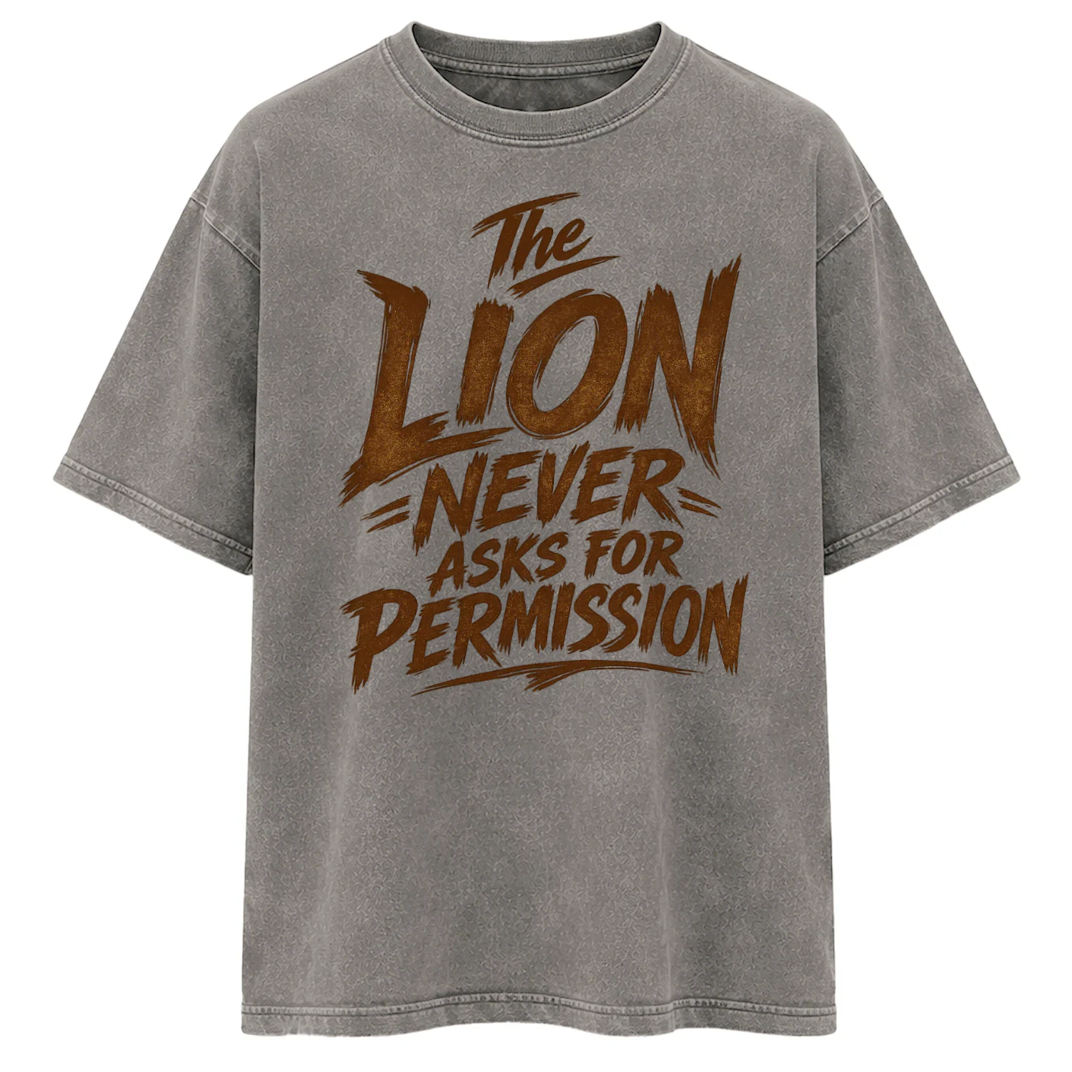 The Lion Never Asks for Permission – Premium Acid Wash Heavy Oversized T-Shirt