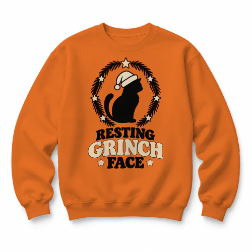 Resting Grinch Face Cat Sweatshirt