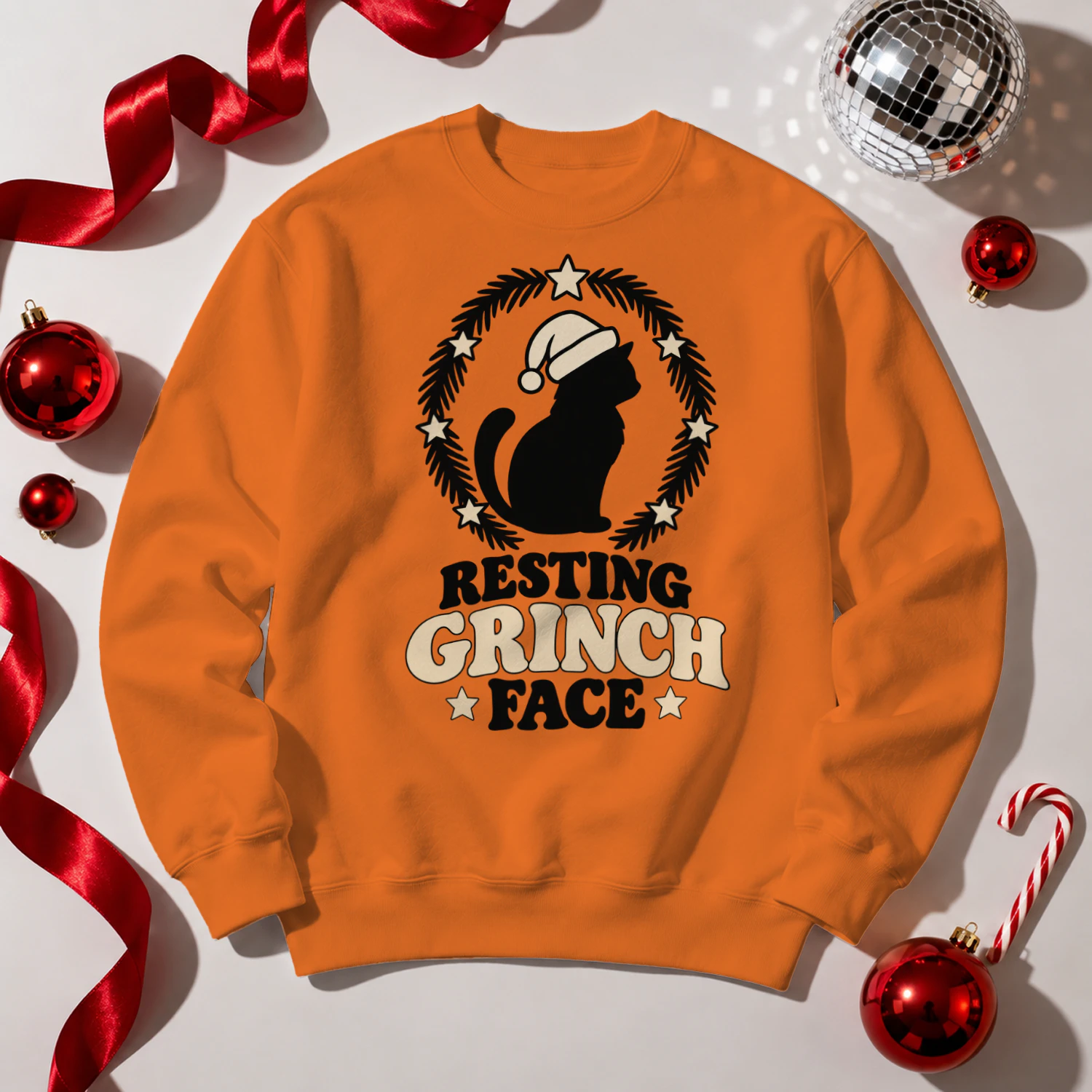 Resting Grinch Face Cat Ugly Christmas Sweatshirt