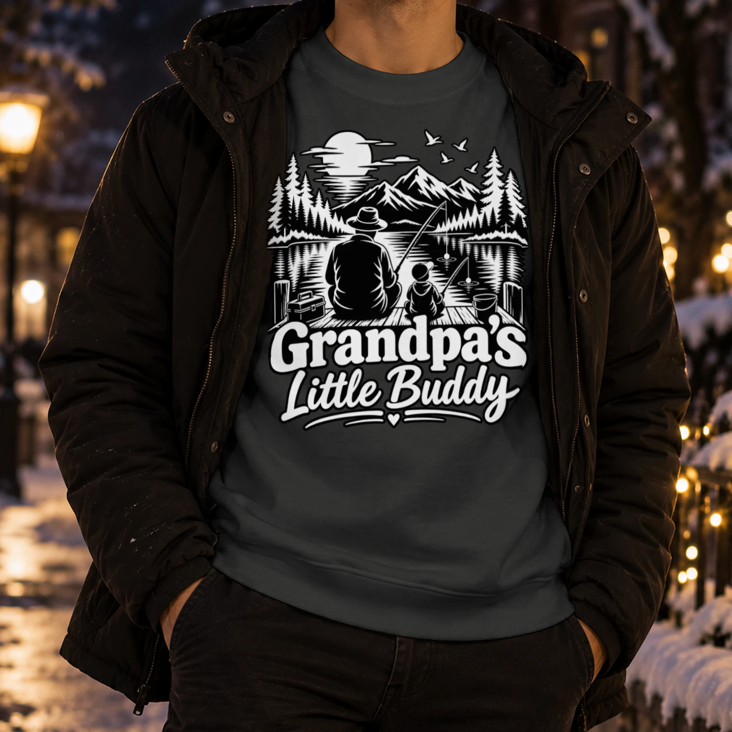 Grandpa's Little Buddy Fishing Sweatshirt – Lakeside Adventure Gift