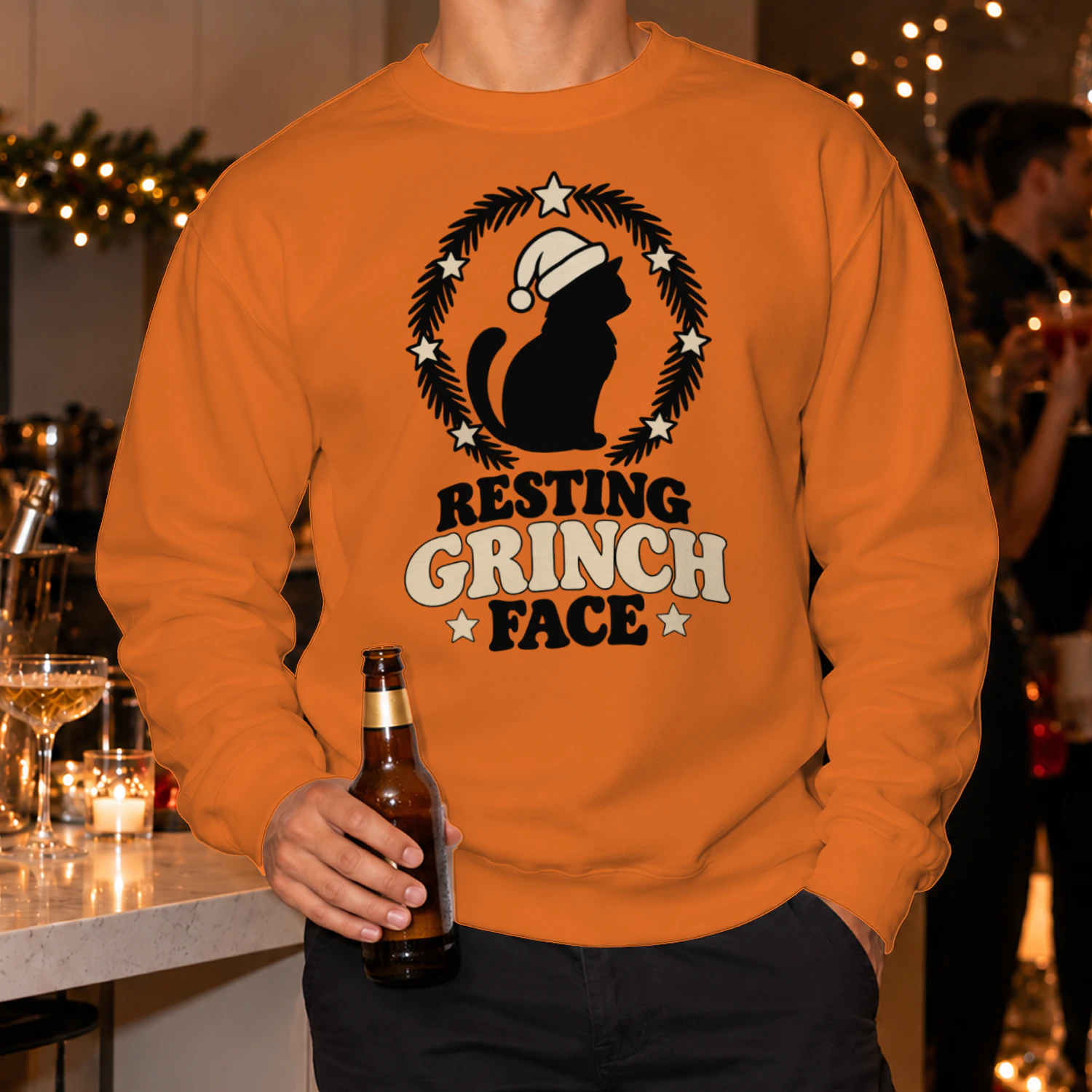 Resting Grinch Face Cat Ugly Christmas Sweatshirt