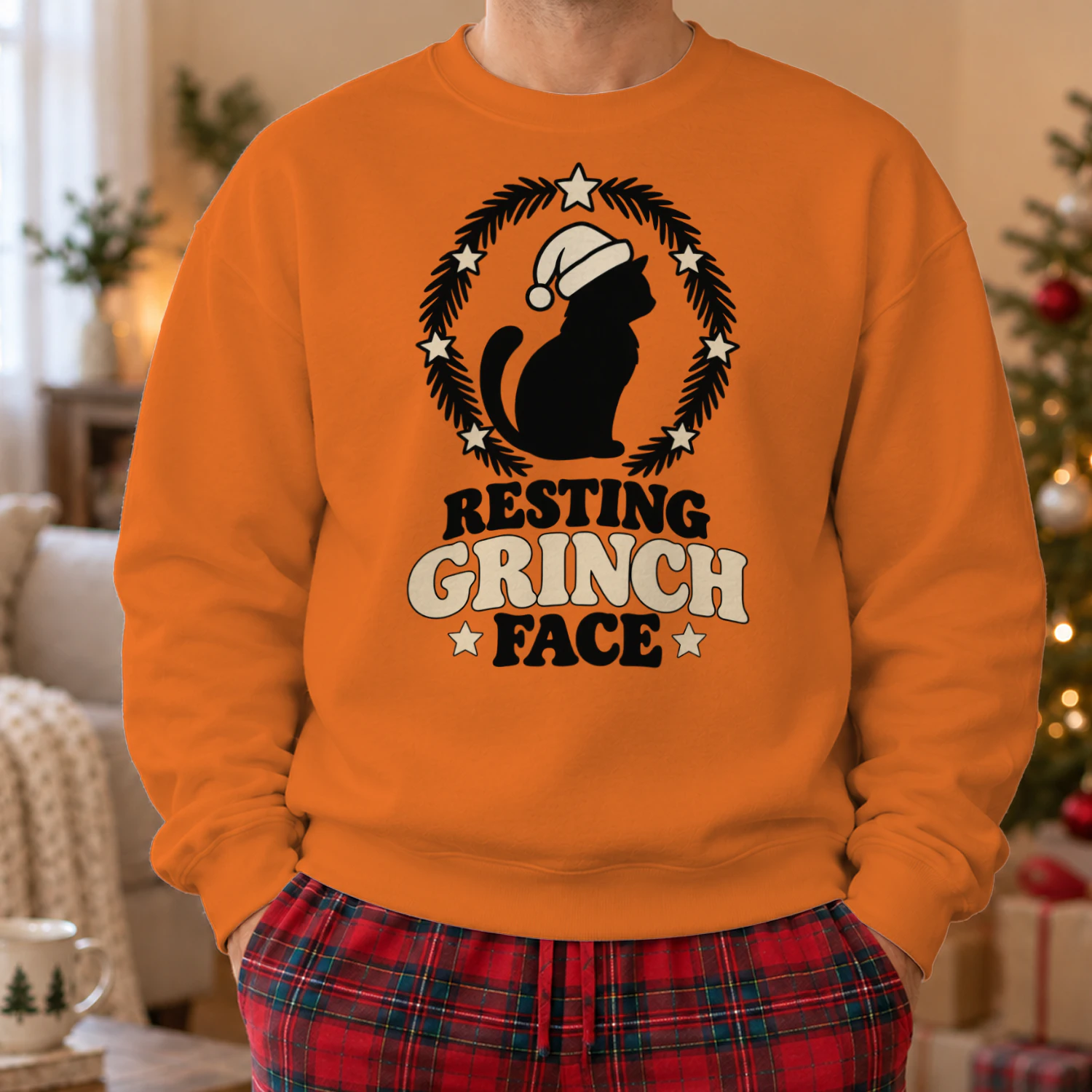 Resting Grinch Face Cat Ugly Christmas Sweatshirt