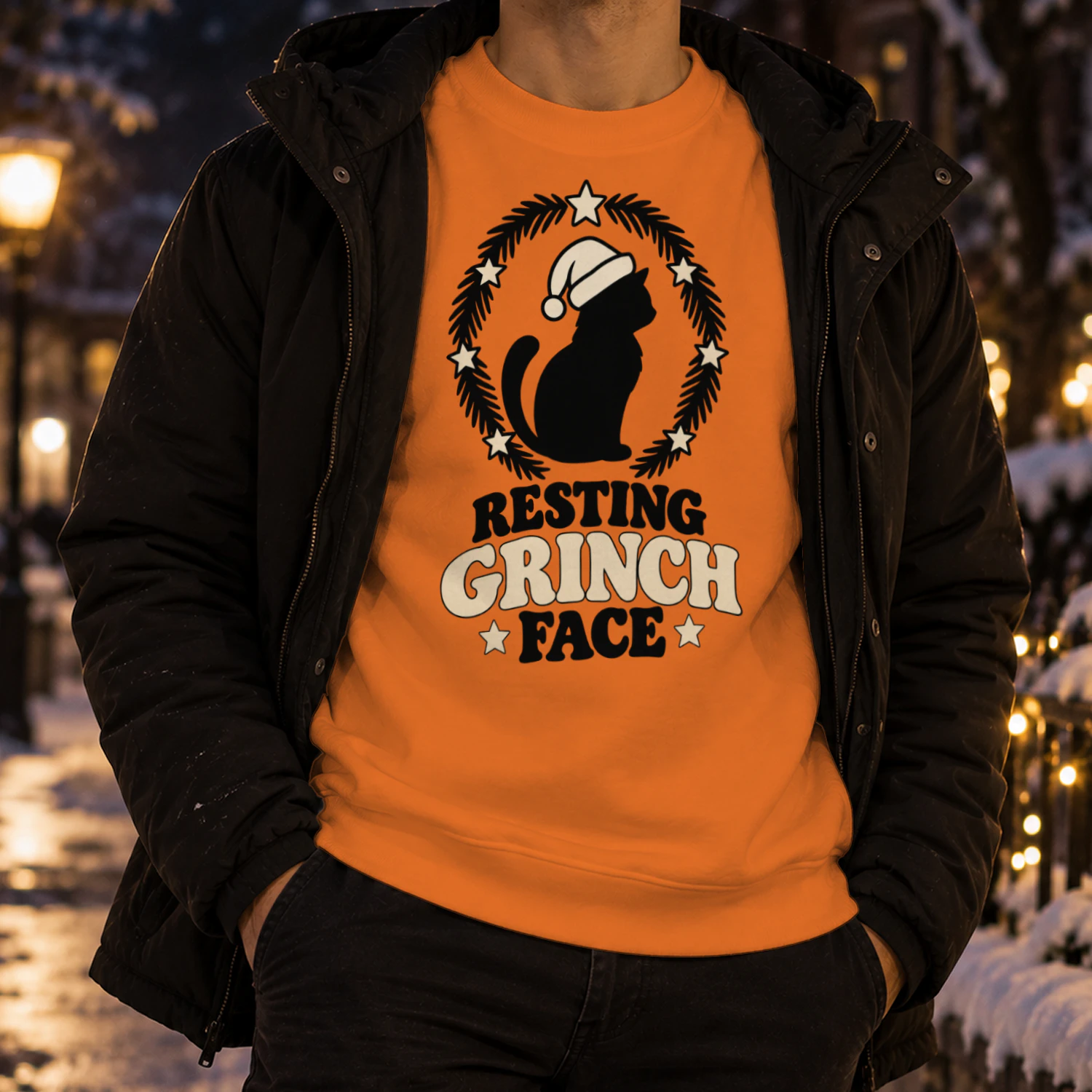 Resting Grinch Face Cat Ugly Christmas Sweatshirt