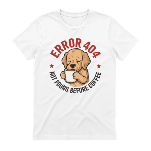 Funny Golden Retriever Error 404 Coffee Dog T-Shirt