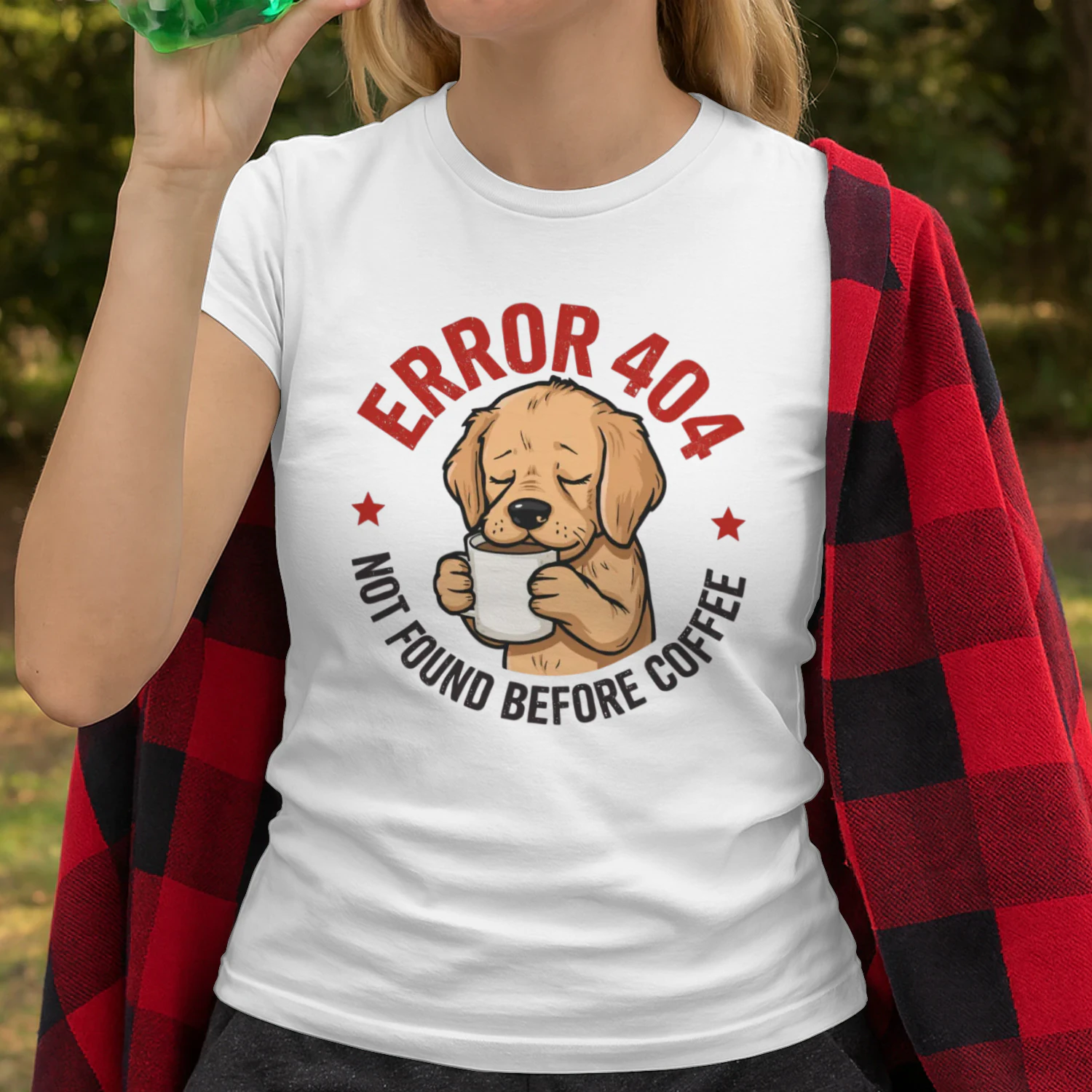 Funny Golden Retriever Error 404 Coffee Dog T-Shirt