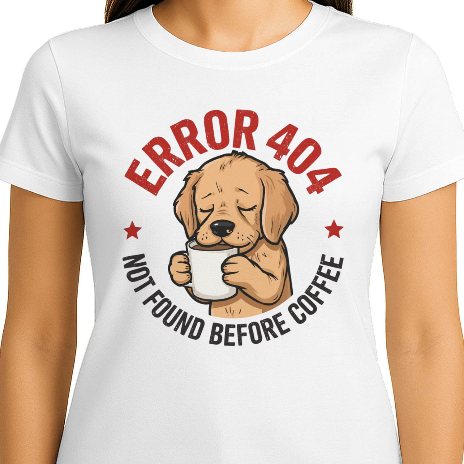 Funny Golden Retriever Error 404 Coffee Dog T-Shirt