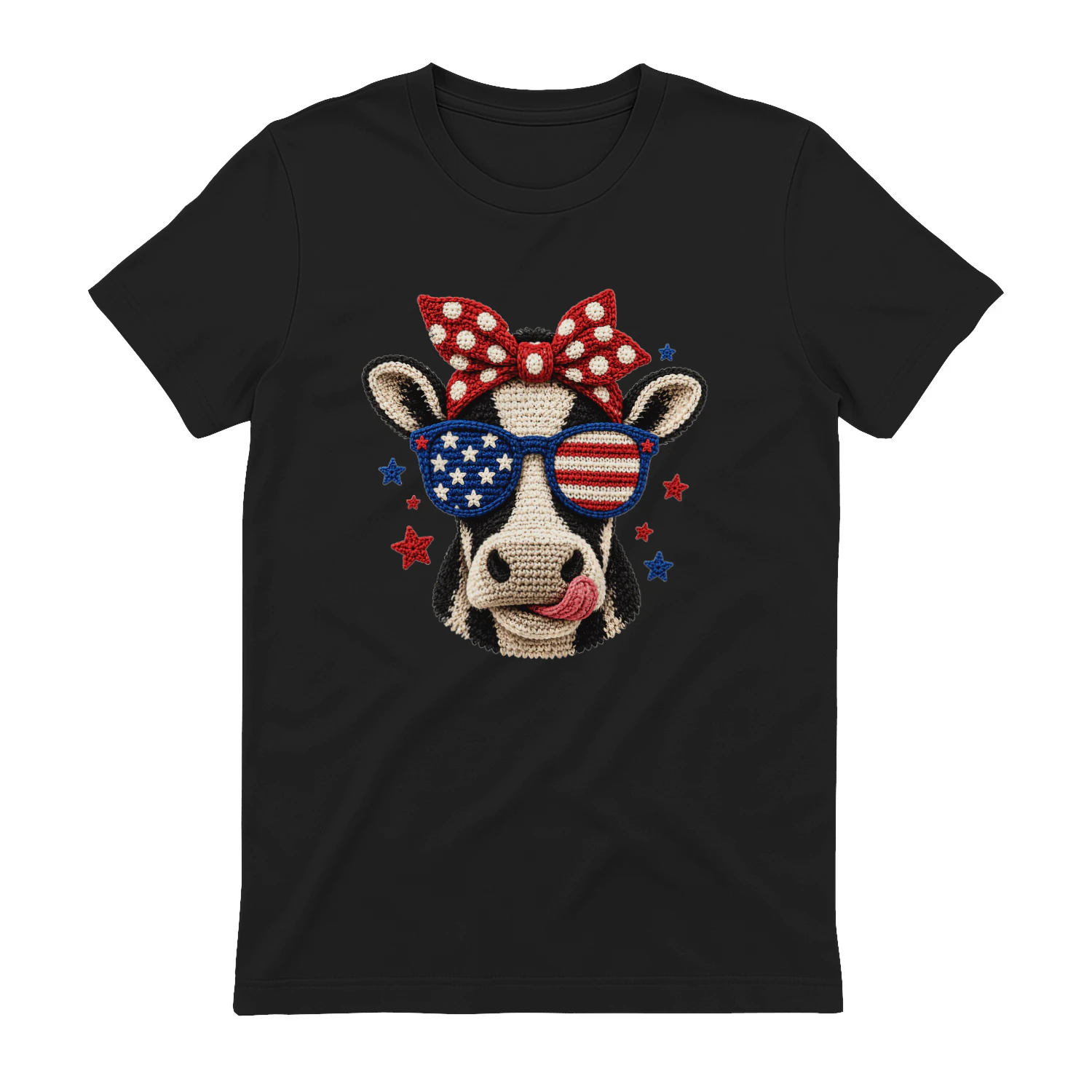 Patriotic Crochet Cow Tee
