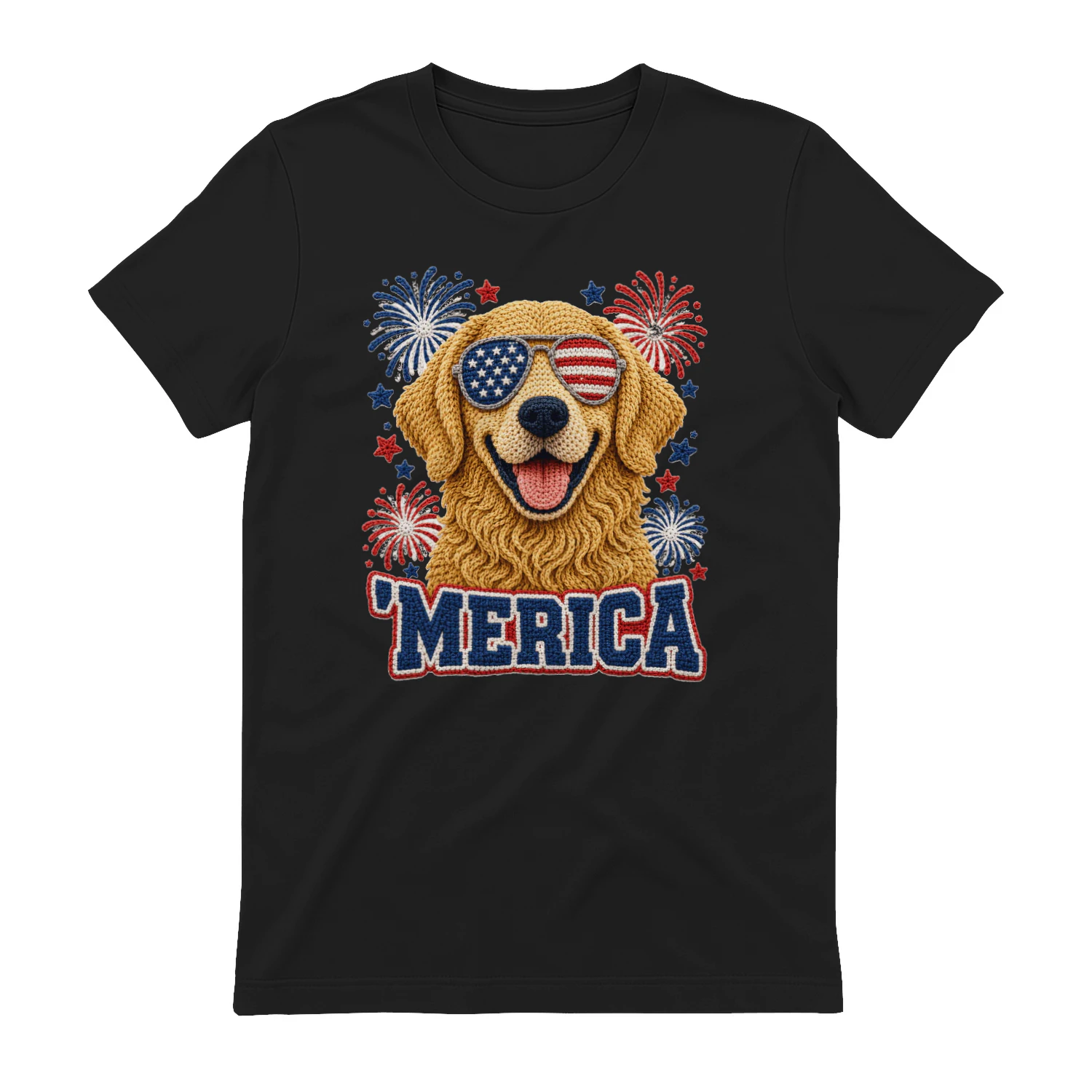Crochet Golden Retriever ’Merica Tee
