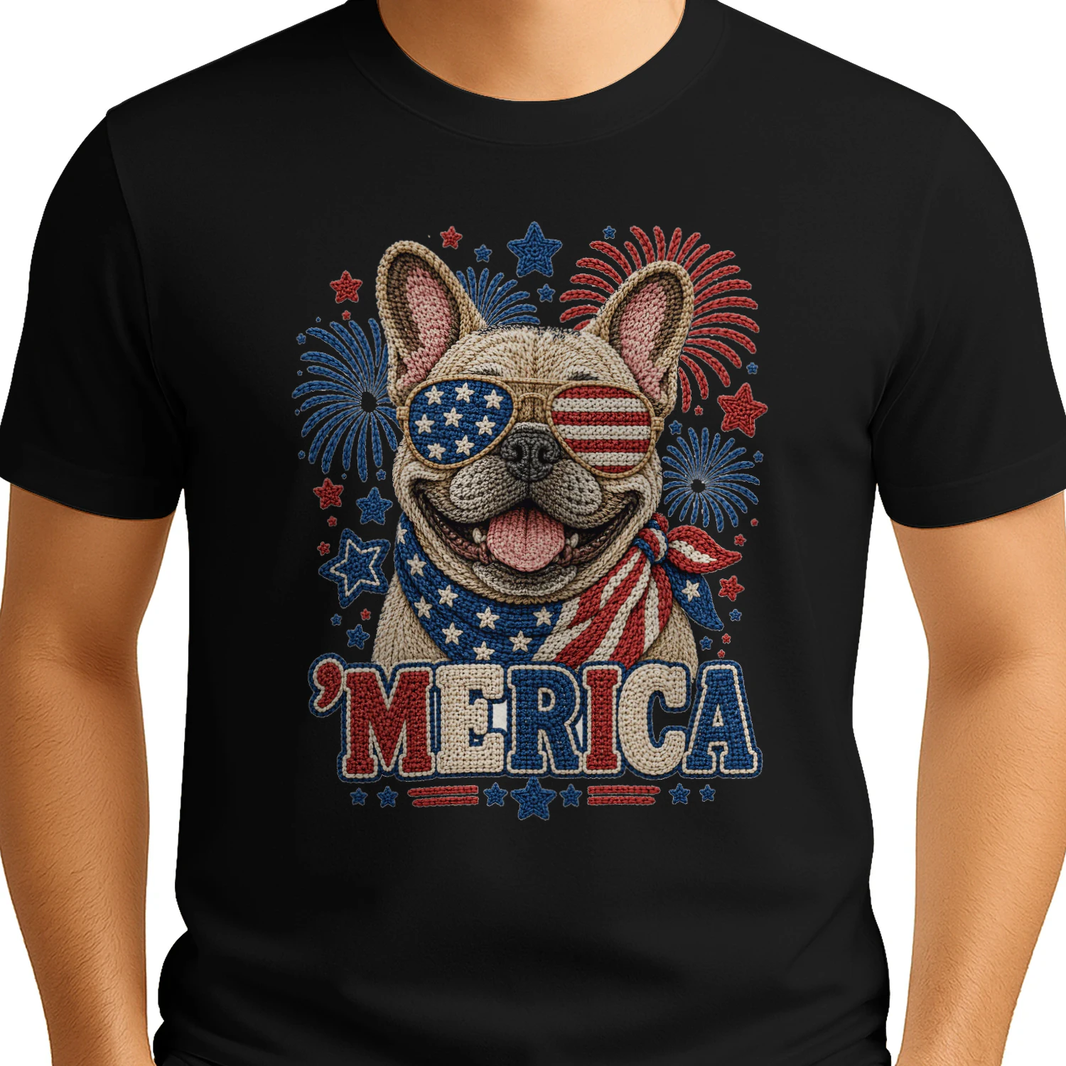 Crochet French Bulldog ’Merica Shirt