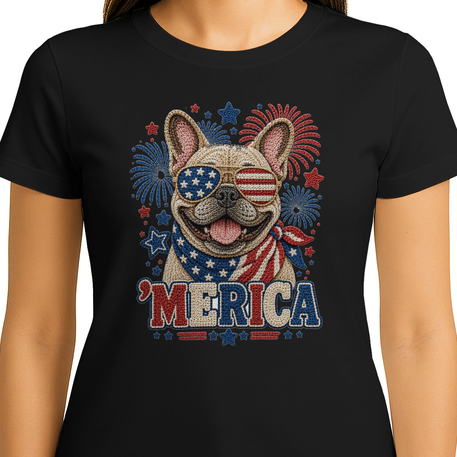 Crochet French Bulldog ’Merica Shirt