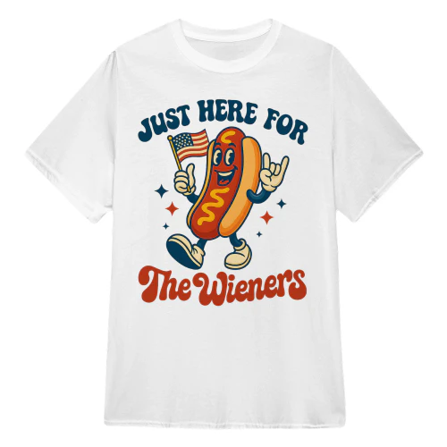 Just Here For The Wieners Funny Hot Dog Rock 4th Of July