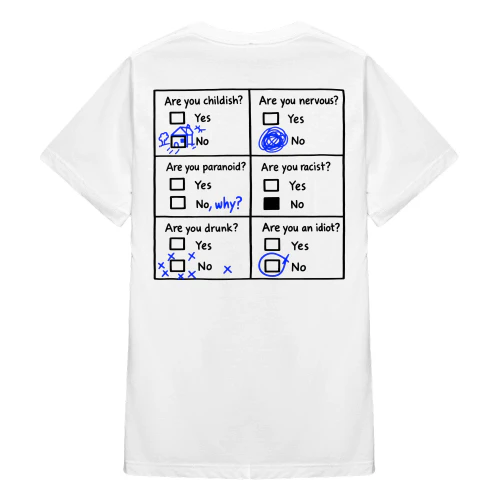 (ON Back) Are You Childish Nervous Paranoid Racist Drunk Or An Idiot Checklist