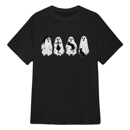 Ghost Holding Black Cat Funny Halloween Cat Lovers
