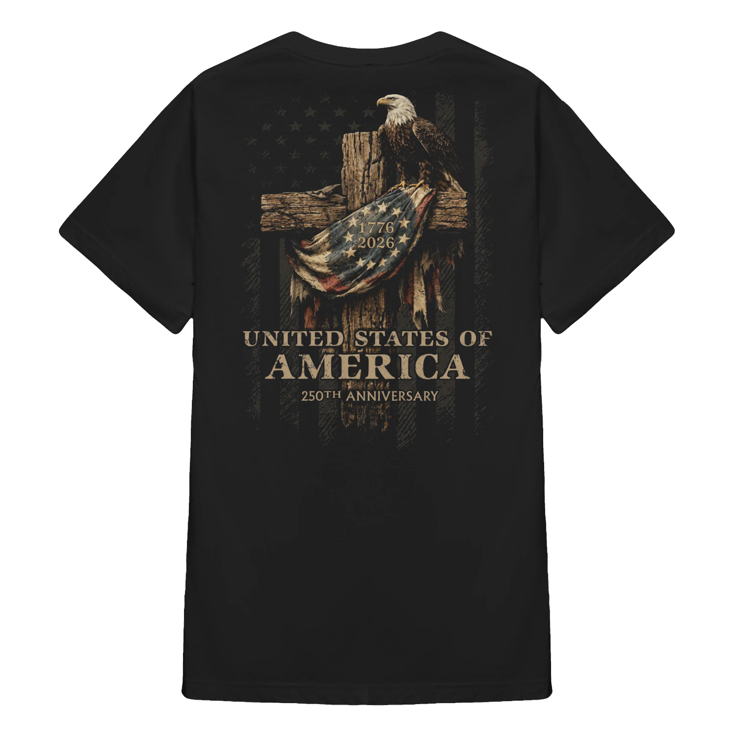 (Front and Back) 250 Years Vintage Eagle Cross American Flag 250th Anniversary 1776-2026