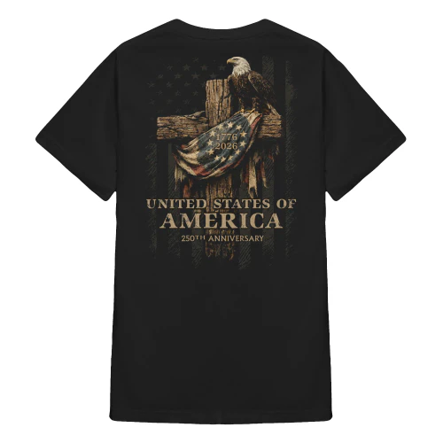 (Front and Back) 250 Years Vintage Eagle Cross American Flag 250th Anniversary 1776-2026