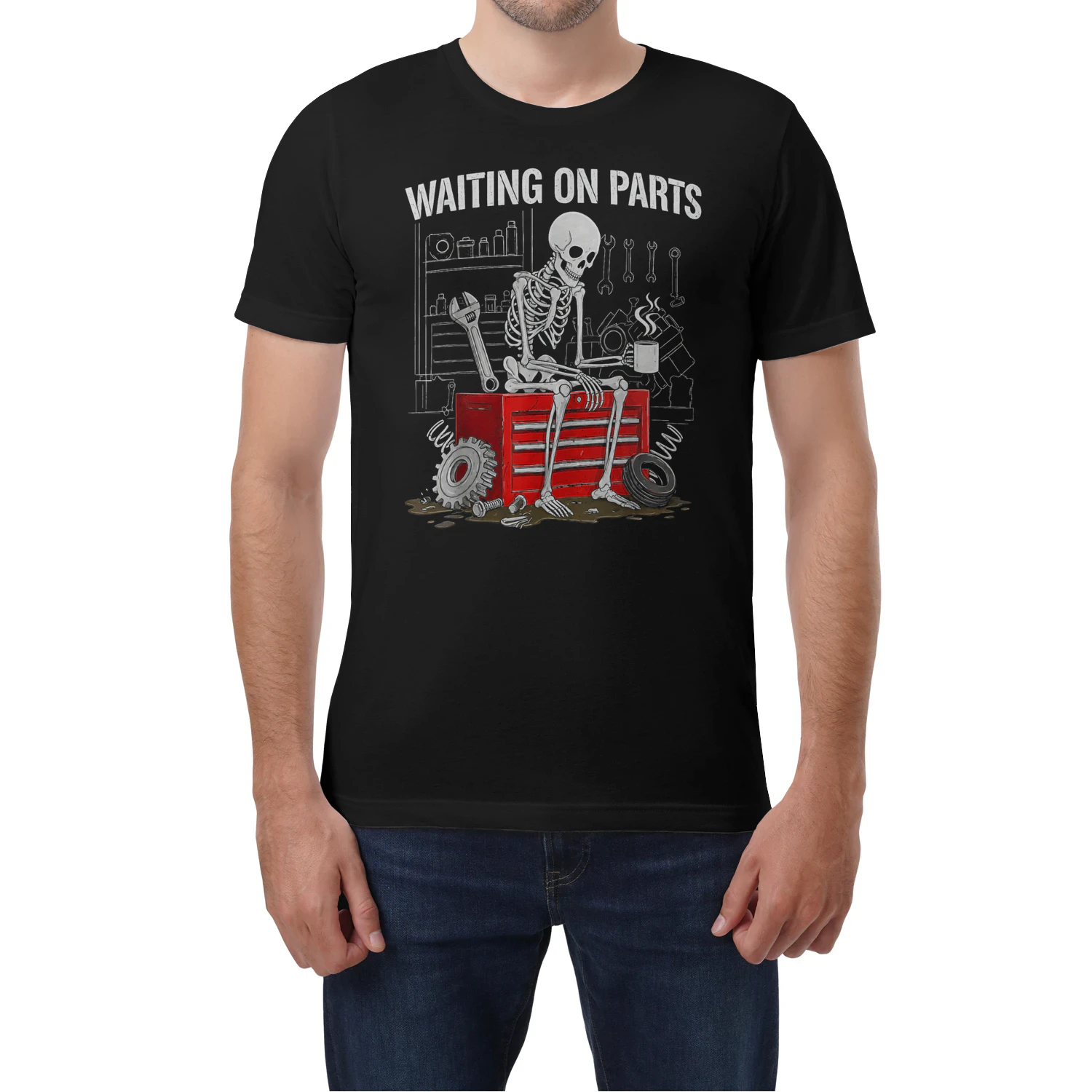 Funny Waiting On Parts Mechanic Skeleton Auto Repair Life
