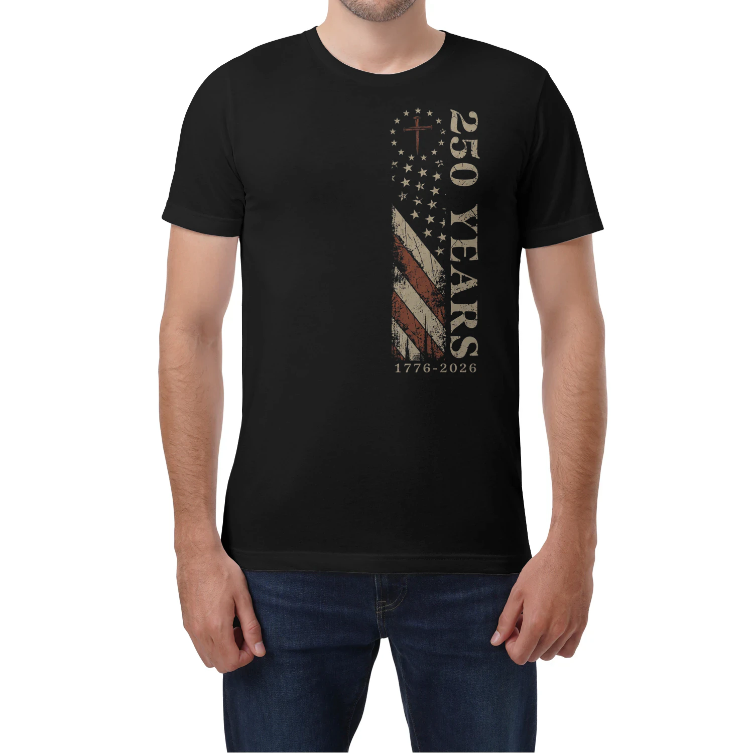 (Front and Back) 250 Years Vintage Eagle Cross American Flag 250th Anniversary 1776-2026